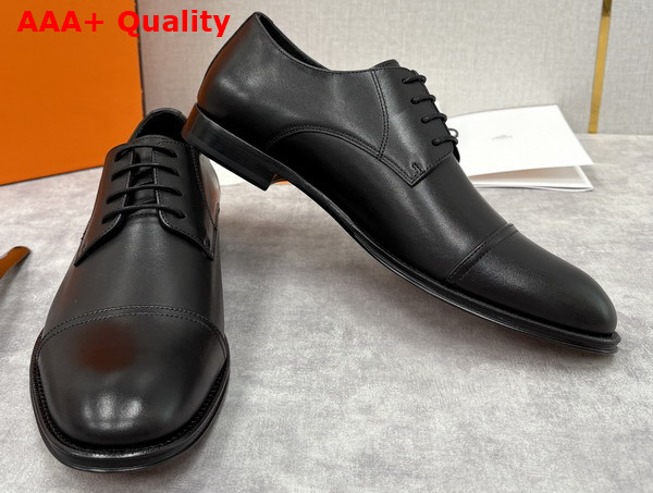 Hermes Lawrence Derby Shoe in Noir Calfskin Replica