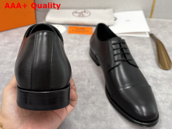 Hermes Lawrence Derby Shoe in Noir Calfskin Replica