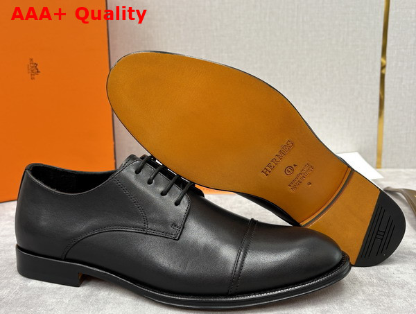 Hermes Lawrence Derby Shoe in Noir Calfskin Replica