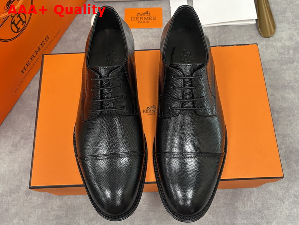 Hermes Lawrence Derby Shoe in Noir Epsom Calfskin Replica