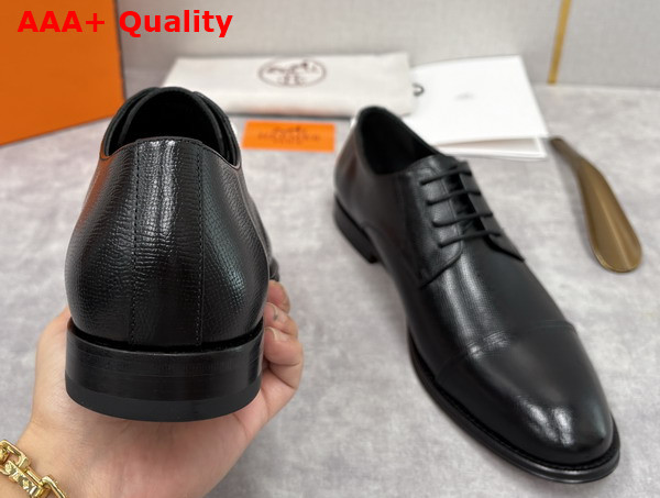 Hermes Lawrence Derby Shoe in Noir Epsom Calfskin Replica
