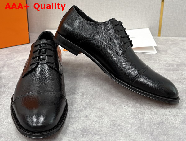 Hermes Lawrence Derby Shoe in Noir Epsom Calfskin Replica