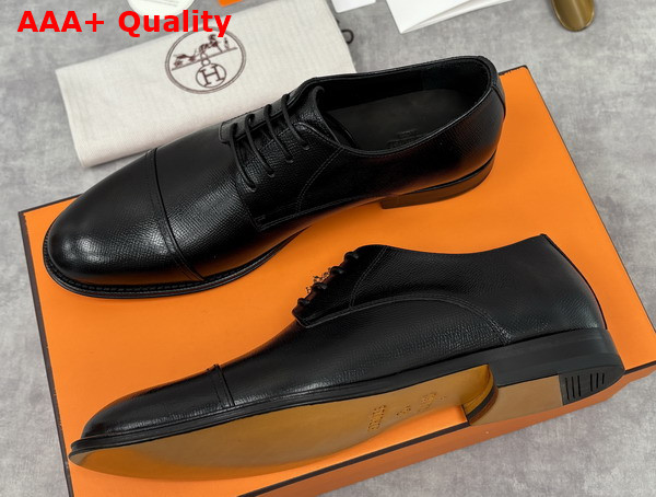 Hermes Lawrence Derby Shoe in Noir Epsom Calfskin Replica