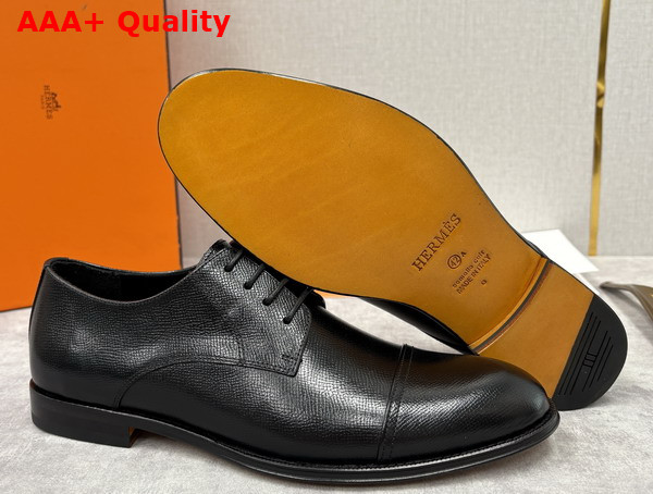 Hermes Lawrence Derby Shoe in Noir Epsom Calfskin Replica