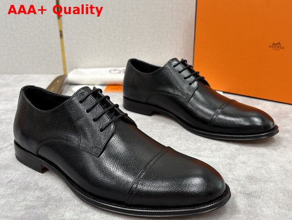 Hermes Lawrence Derby Shoe in Noir Epsom Calfskin Replica