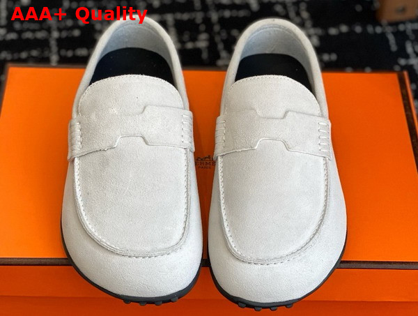 Hermes Lazy Loafer in Light Gray Suede Calfskin Replica