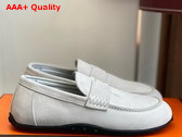 Hermes Lazy Loafer in Light Gray Suede Calfskin Replica