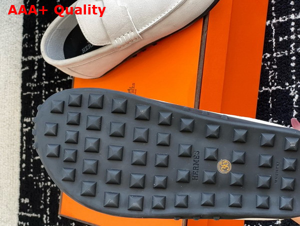 Hermes Lazy Loafer in Light Gray Suede Calfskin Replica