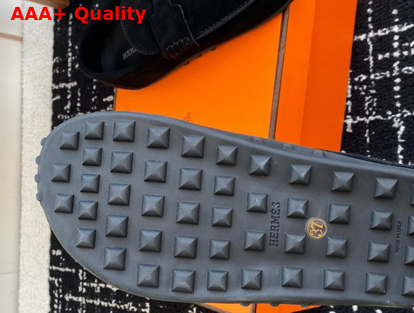 Hermes Lazy Loafer in Noir Suede Calfskin Replica