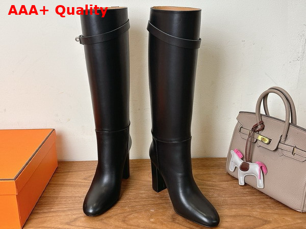 Hermes Leaping 90 Boot in Black Calfskin Replica