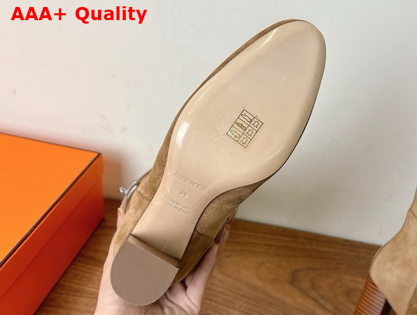 Hermes Leaping 90 Boot in Brun Fume Suede Calfskin Replica