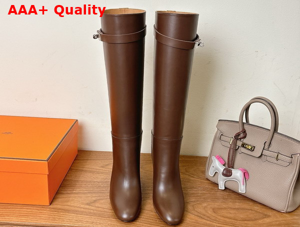 Hermes Leaping 90 Boot in Chocolate Calfskin Replica