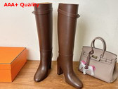 Hermes Leaping 90 Boot in Chocolate Calfskin Replica