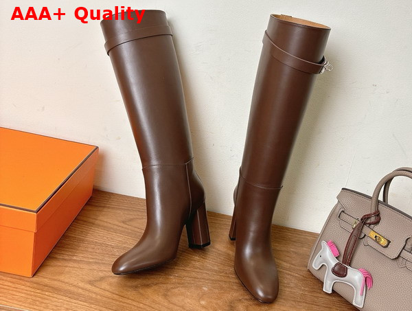 Hermes Leaping 90 Boot in Chocolate Calfskin Replica