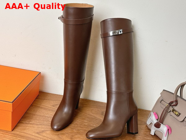 Hermes Leaping 90 Boot in Chocolate Calfskin Replica
