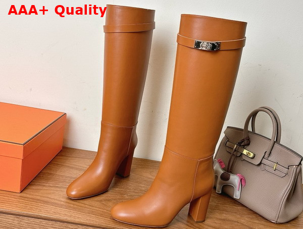 Hermes Leaping 90 Boot in Natural Calfskin Replica