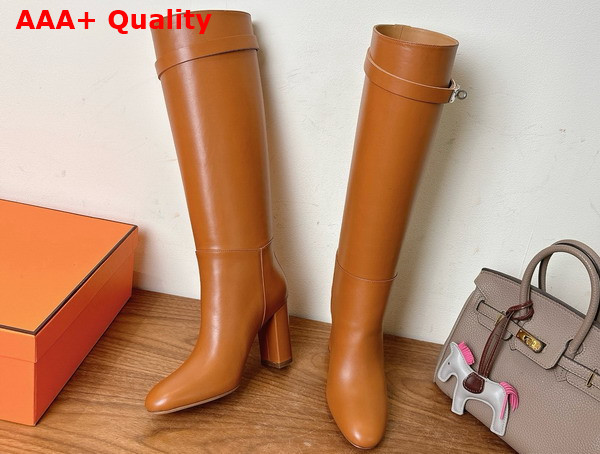 Hermes Leaping 90 Boot in Natural Calfskin Replica