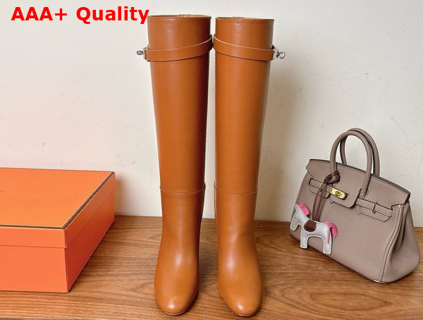 Hermes Leaping 90 Boot in Natural Calfskin Replica