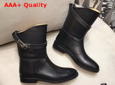 Hermes Leather Ankle Boot in Black Calfskin with Kelly Buckle Replica