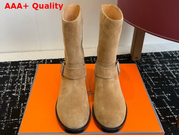 Hermes Leo Ankle Boot in Beige Sable Suede Calfskin Replica