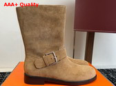 Hermes Leo Ankle Boot in Beige Sable Suede Calfskin Replica