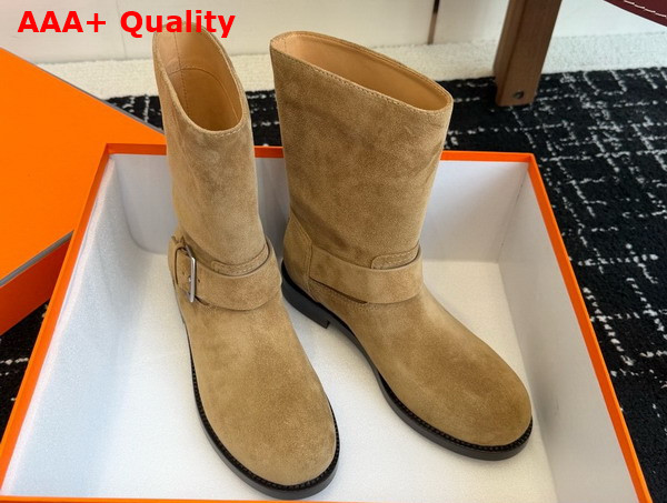 Hermes Leo Ankle Boot in Beige Sable Suede Calfskin Replica