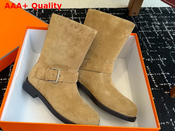 Hermes Leo Ankle Boot in Beige Sable Suede Calfskin Replica