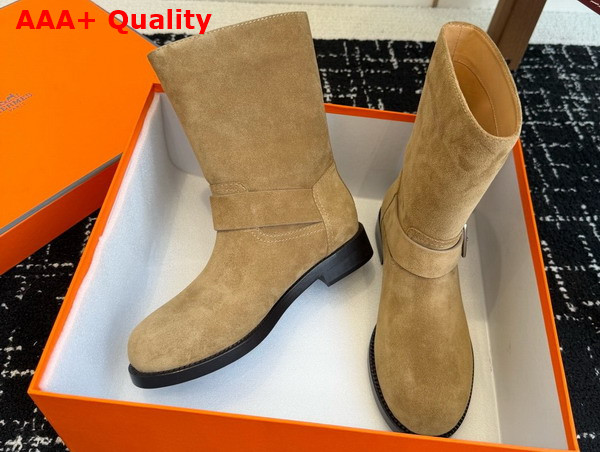 Hermes Leo Ankle Boot in Beige Sable Suede Calfskin Replica