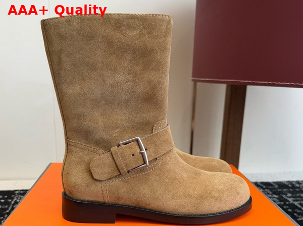 Hermes Leo Ankle Boot in Beige Sable Suede Calfskin Replica