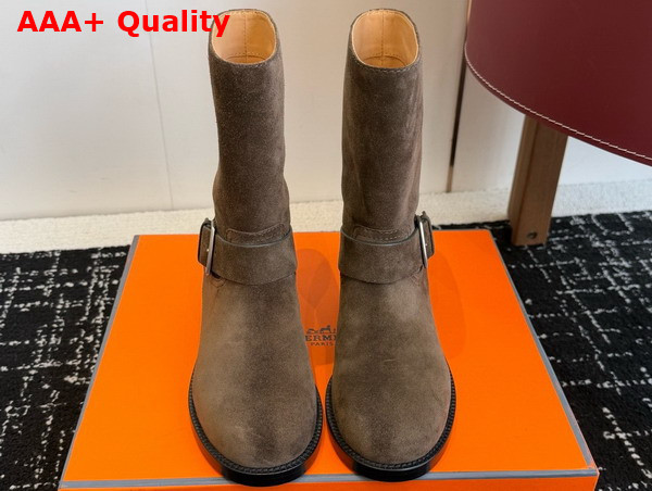 Hermes Leo Ankle Boot in Ecorce Suede Calfskin Replica