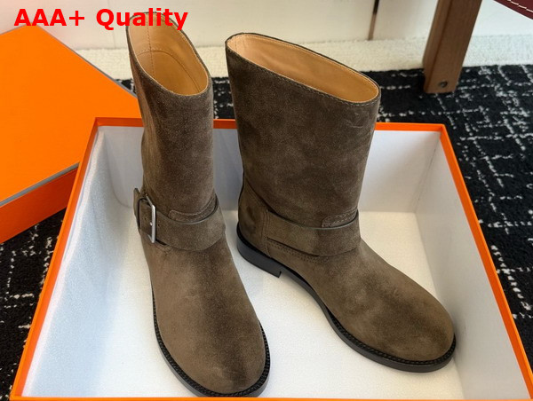 Hermes Leo Ankle Boot in Ecorce Suede Calfskin Replica