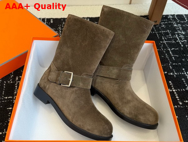 Hermes Leo Ankle Boot in Ecorce Suede Calfskin Replica