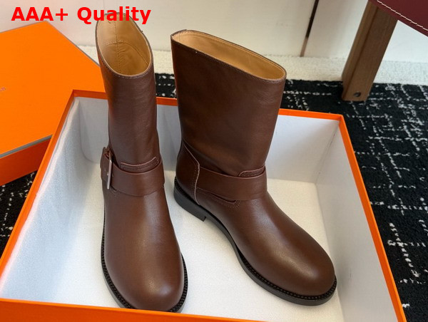 Hermes Leo Ankle Boot in Marron Buffalo Replica