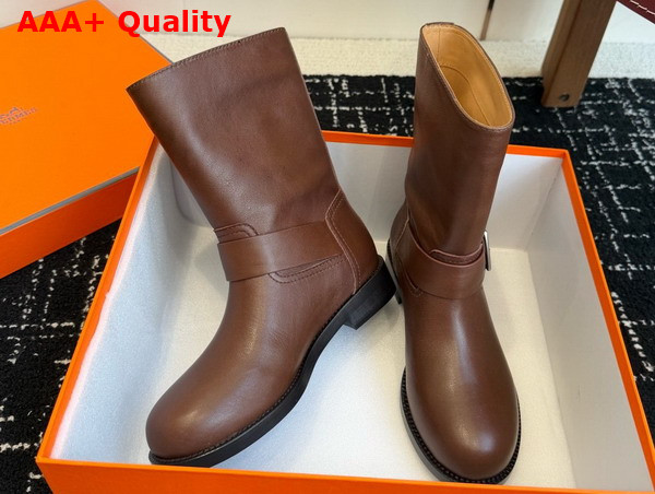 Hermes Leo Ankle Boot in Marron Buffalo Replica