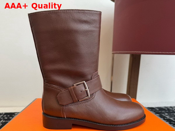 Hermes Leo Ankle Boot in Marron Buffalo Replica