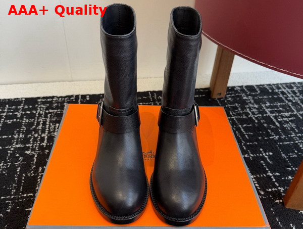 Hermes Leo Ankle Boot in Noir Buffalo Replica