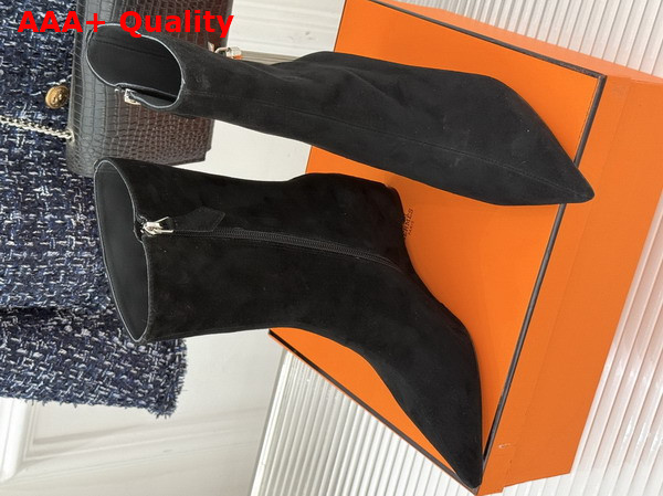 Hermes Leonie 55 Ankle Boot in Black Suede Calfskin Replica