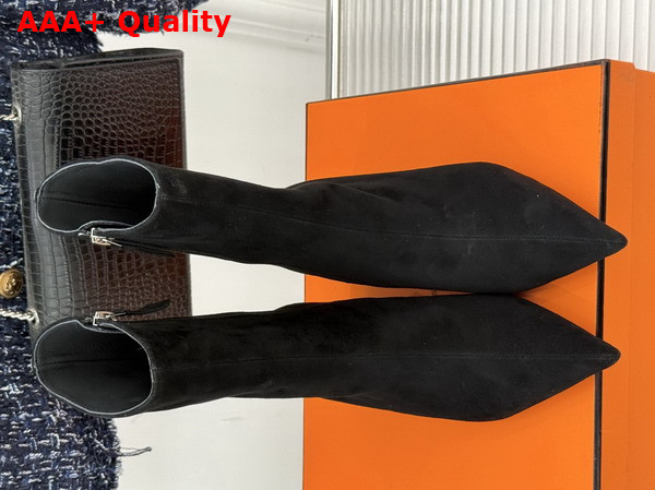 Hermes Leonie 55 Ankle Boot in Black Suede Calfskin Replica