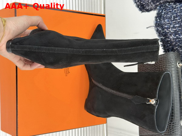 Hermes Leonie 55 Ankle Boot in Black Suede Calfskin Replica