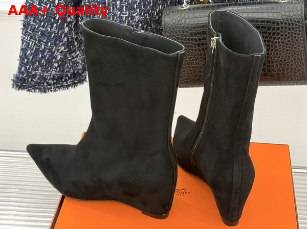 Hermes Leonie 55 Ankle Boot in Black Suede Calfskin Replica