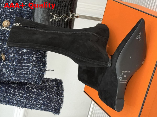 Hermes Leonie 55 Ankle Boot in Black Suede Calfskin Replica