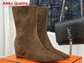 Hermes Leonie 55 Ankle Boot in Cocoa Brown Suede Calfskin Replica