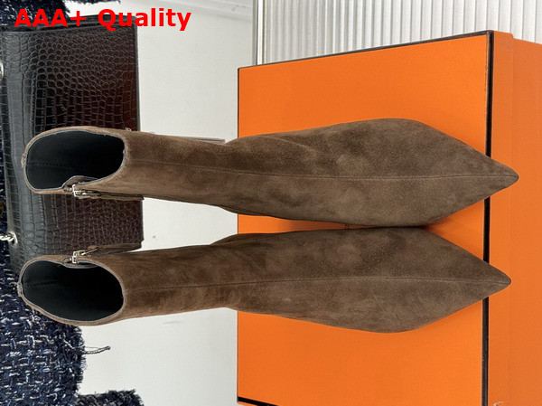 Hermes Leonie 55 Ankle Boot in Cocoa Brown Suede Calfskin Replica