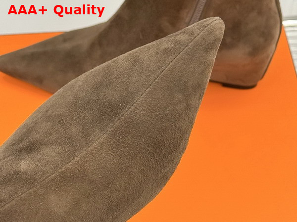Hermes Leonie 55 Ankle Boot in Cocoa Brown Suede Calfskin Replica