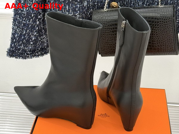 Hermes Leonie 55 Ankle Boot in Noir Calfskin Replica