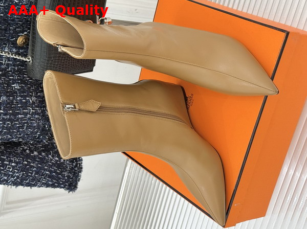 Hermes Leonie 55 Ankle Boot in Tan Calfskin Replica