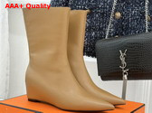Hermes Leonie 55 Ankle Boot in Tan Calfskin Replica