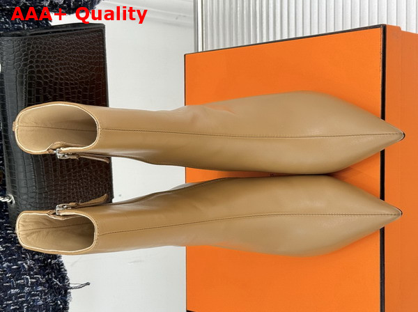 Hermes Leonie 55 Ankle Boot in Tan Calfskin Replica
