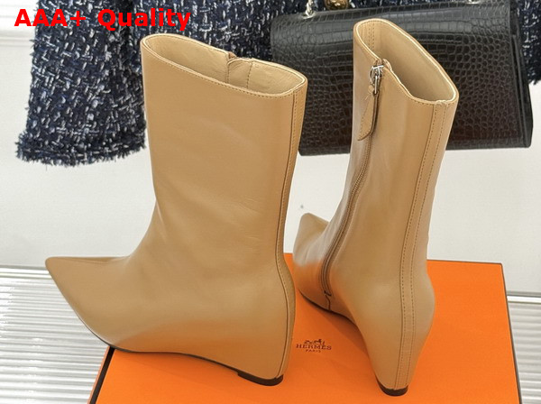Hermes Leonie 55 Ankle Boot in Tan Calfskin Replica