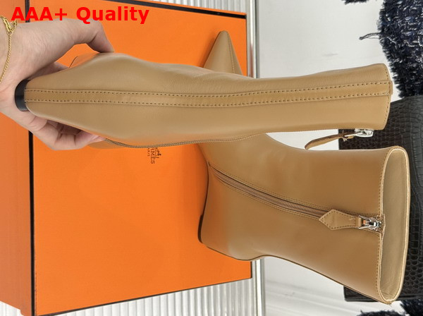Hermes Leonie 55 Ankle Boot in Tan Calfskin Replica